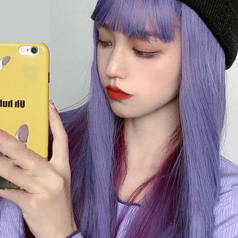 Gradient Long Straight Hair Women's Wig-0