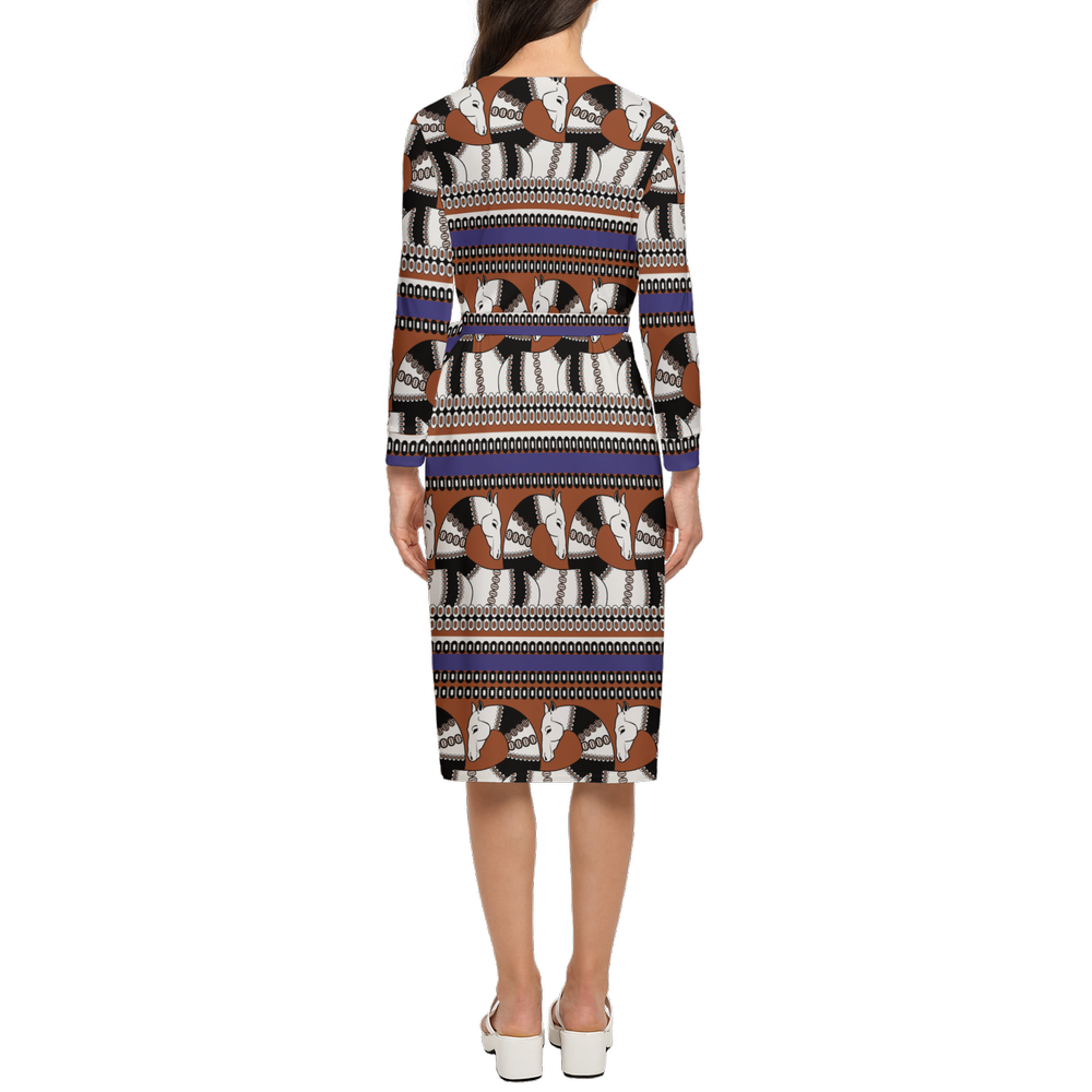Women's  Sleeve Wrap Winter  Dress-Heavy Knit